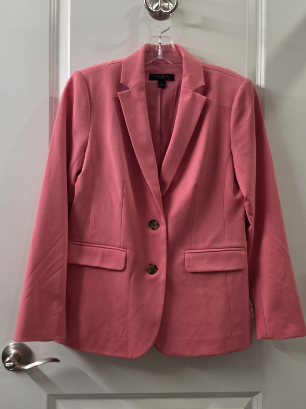 Ann Taylor Coral Pink Tailored Two-Button Blazer